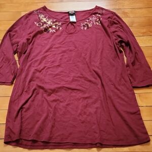 Harley-Davidson Maroon Long Sleeve Top with Embroidery XXL